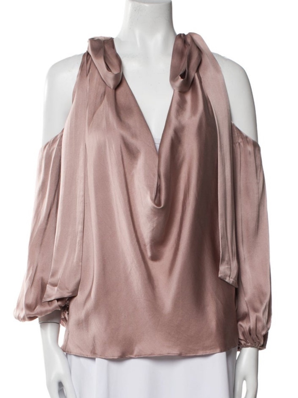 Zimmermann Mauve Satin Tie-Neck Blouse